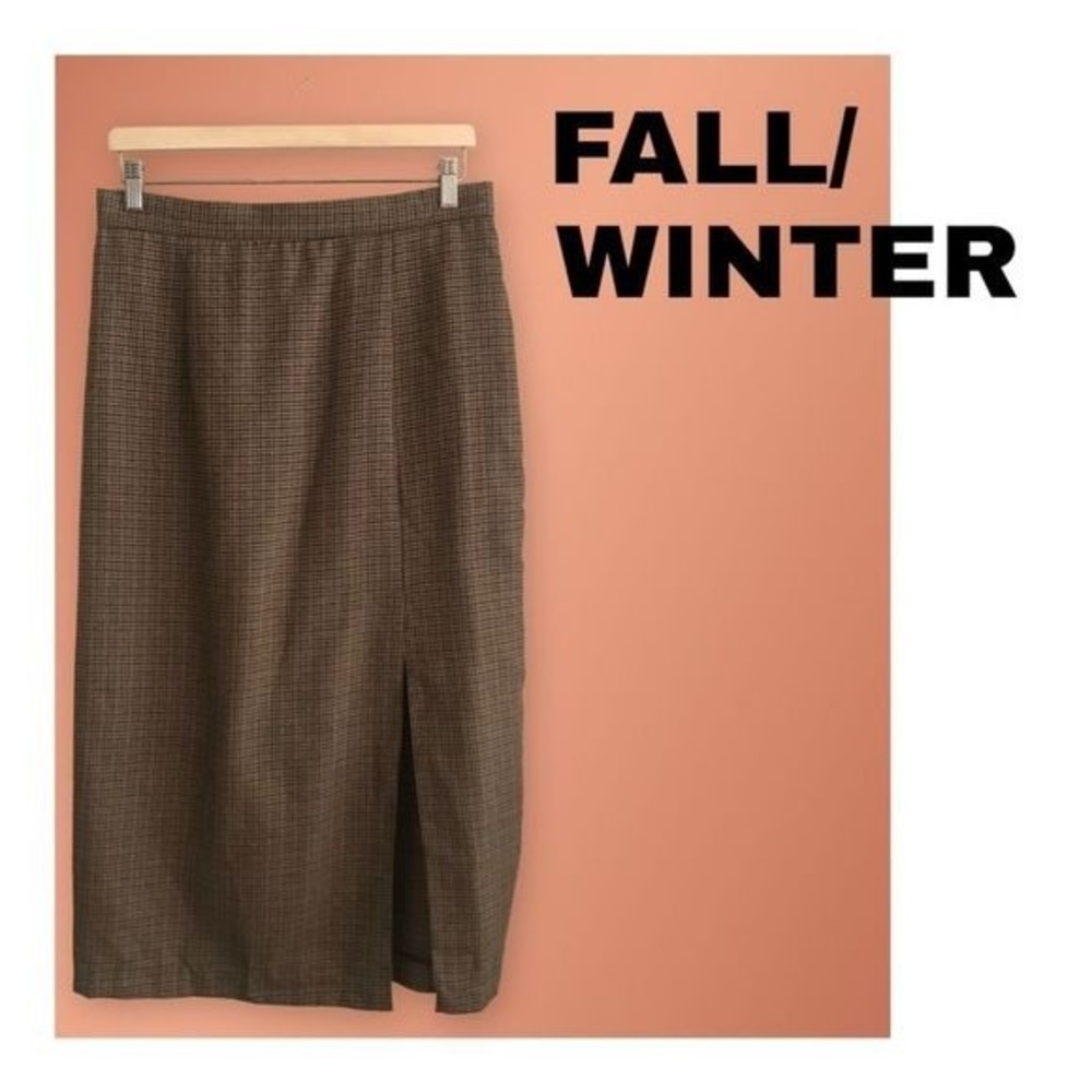 PERCEPTIONS MIDI-Skirt Split Zip Up Multicolor Size 14